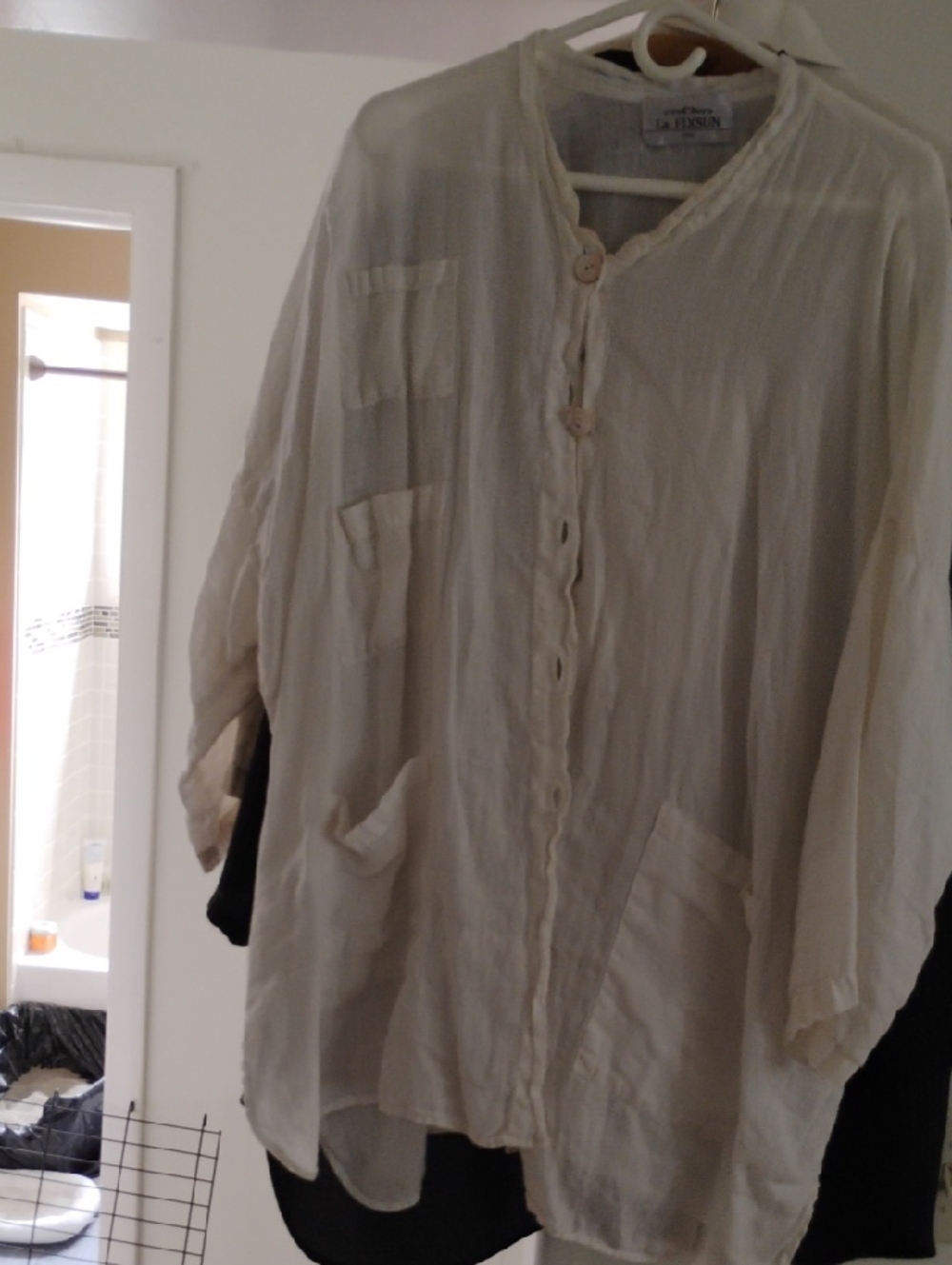 Lightweight Cream Button-Front Women's Shirt by LA JIESSUN